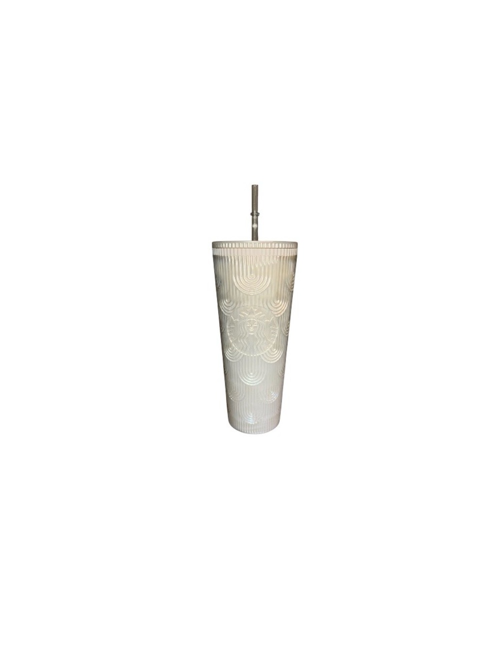 Starbucks 24 Oz Pearlescent White Mermaid Scale Textured Tumbler